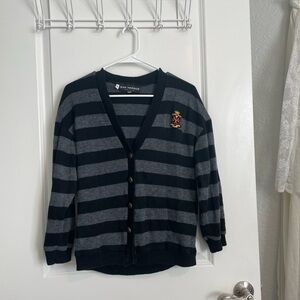 Vintage Striped Button Cardigan| Black & Grey